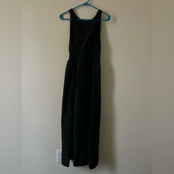 Black Maxi Dress Size M Sleeveless Casual Summer Dress With Pockets Minimalist - Picture 4 of 9